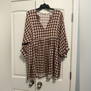 Brown & White Plaid Dress